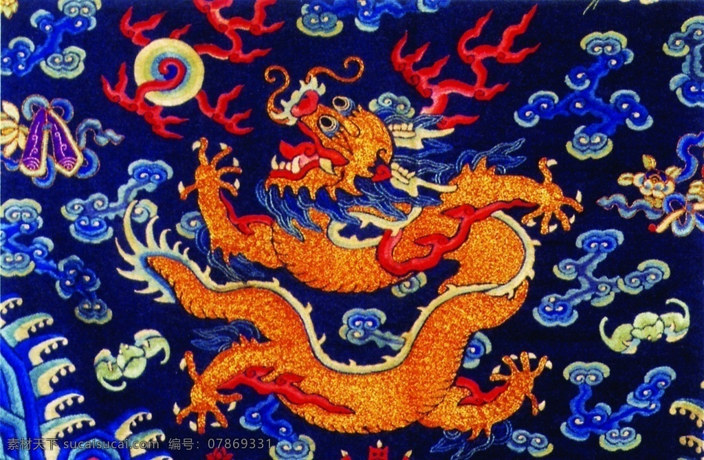 金龙 中国 传统 吉祥 富贵 图 龙图 中国风 中国龙 龙纹 富贵图案 传统元素 古代元素 中国古文化 中国传统素材 中国艺术 中国古代艺术 纺织品 锦绣图纹 刺绣艺术 吉祥图案 布纹 生活素材 生活百科