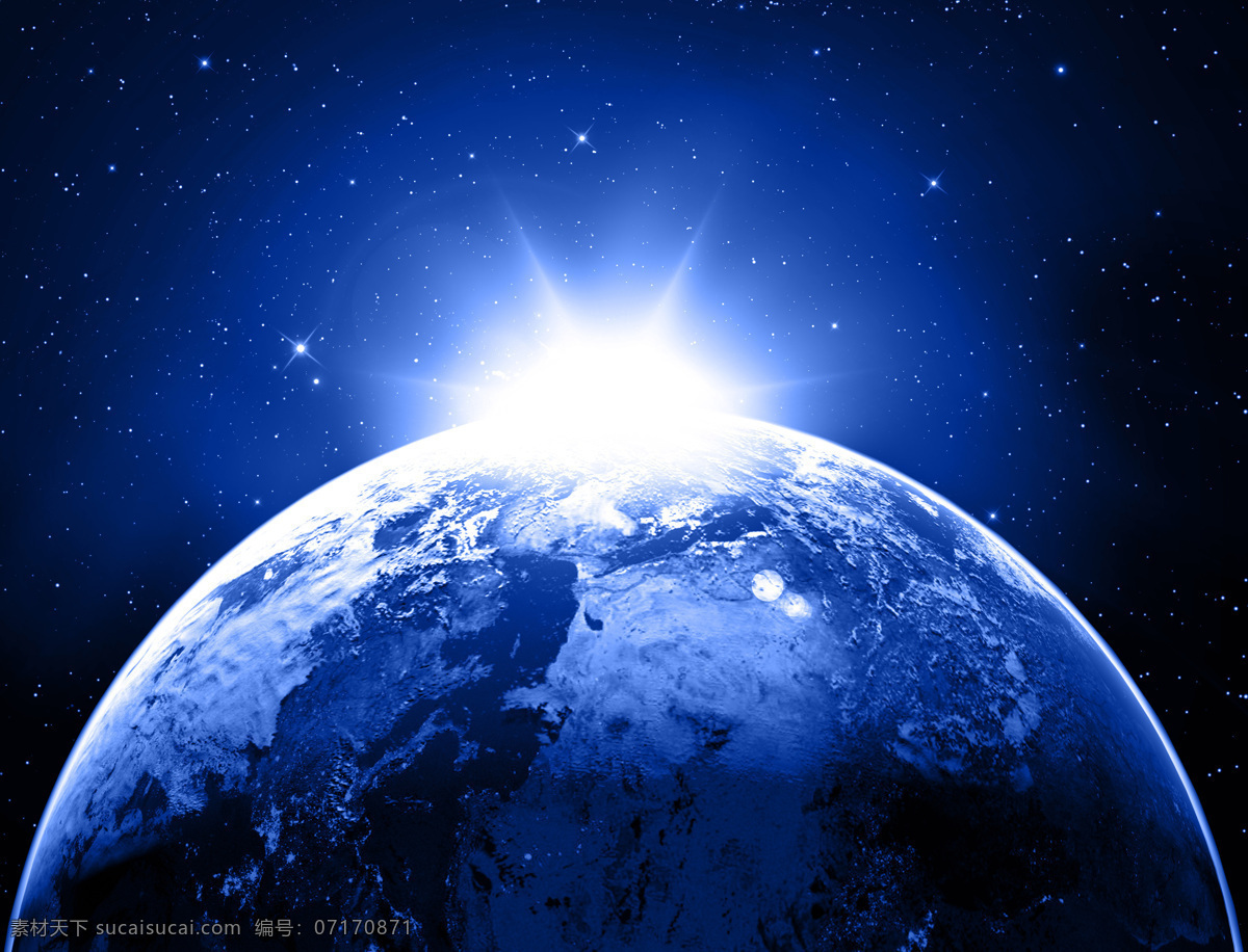 地球 升起 太阳 升起的太阳 光芒 蓝色地球 光晕 星球 地球图片 地球素材 地平线 刚升起的太阳 宇宙太空 其他风光 自然景观 黑色