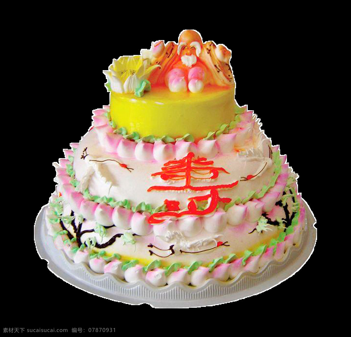 三 层 寿 字 生日蛋糕 花式蛋糕 节日蛋糕 卡通蛋糕 免抠素材 三层蛋糕 寿桃 甜点