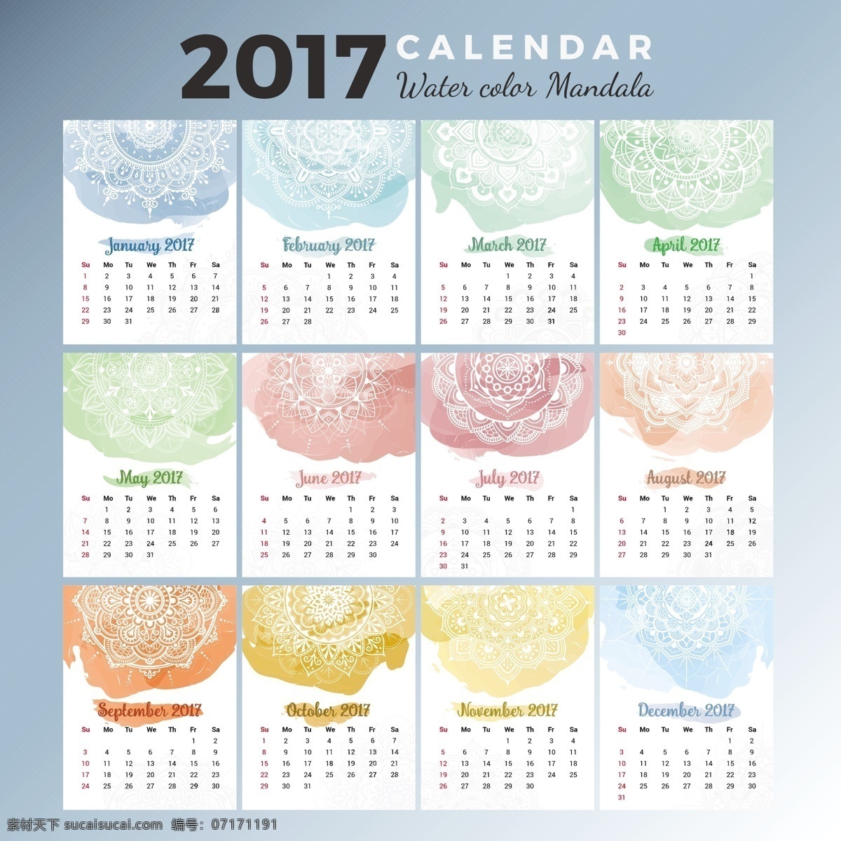 波希米亚 风格 日历 背景 日历设计