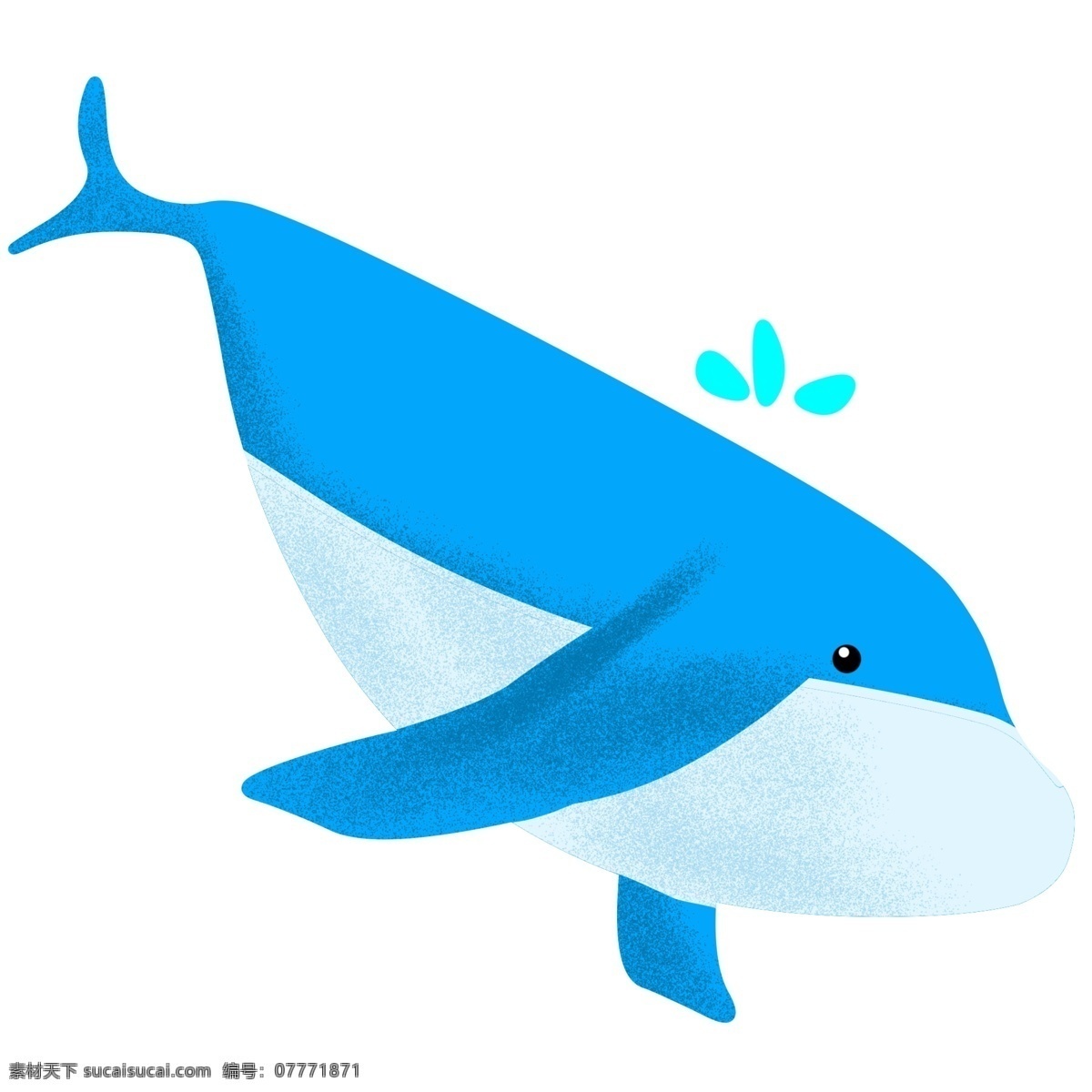 蓝色 可爱 大 鲸鱼 插画 蓝鲸 可爱的鲸鱼 大鲸鱼插画 喷水鲸鱼 动物 蓝色的大鲸鱼 水中 游动 天蓝色的水滴