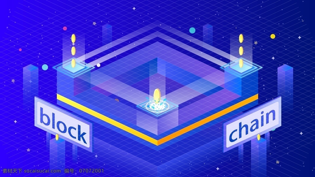 d 区块 链 金融 商务 未来 科技 插画 手机 微信 banner 区块链 概念 星空 探索 智能 办公 电子 金币 2.5d 25d 微博 配图 头图 闪屏 启动