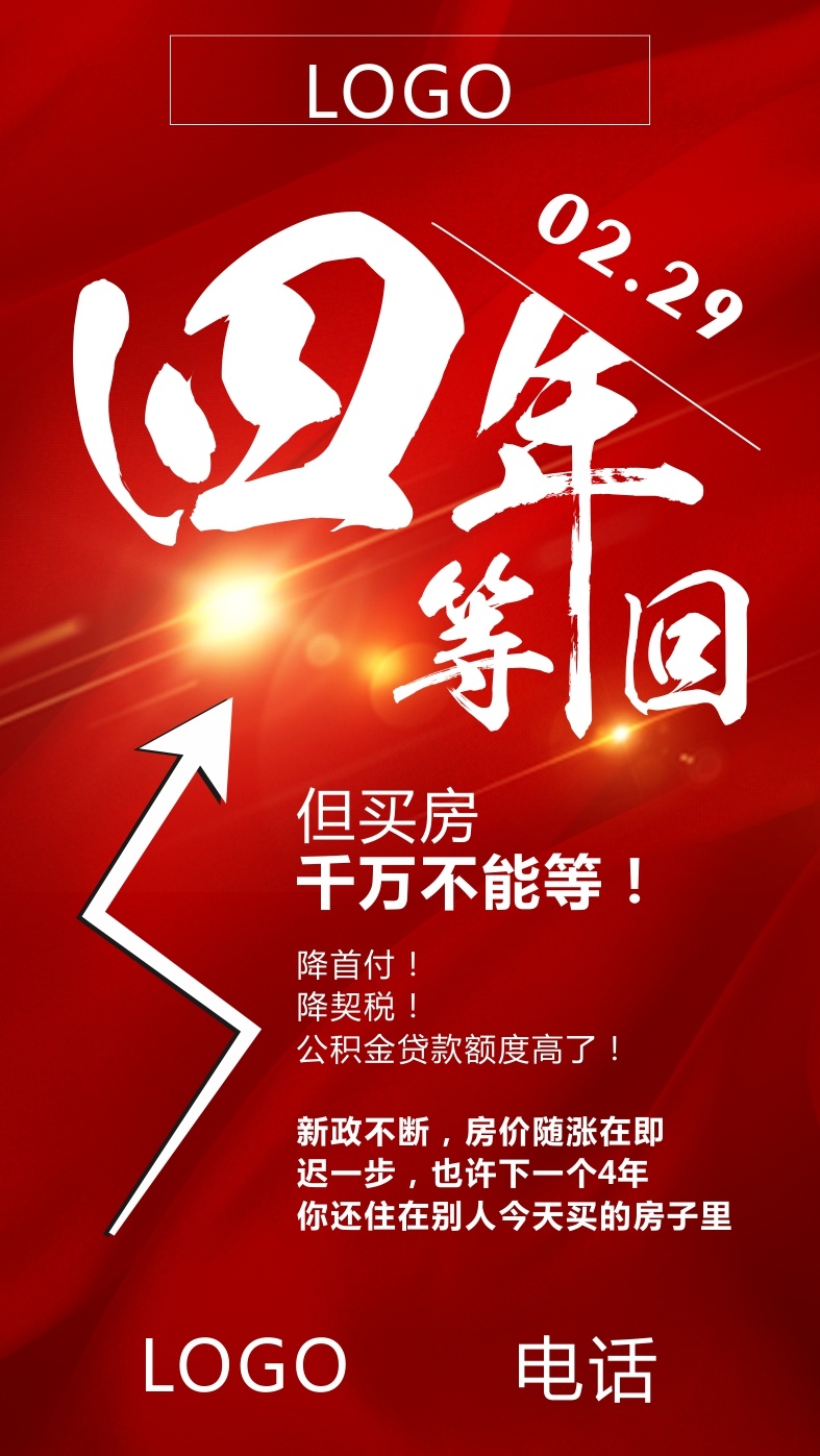 地产微信单图 地产微信 微信 四年等一回 二月 红色
