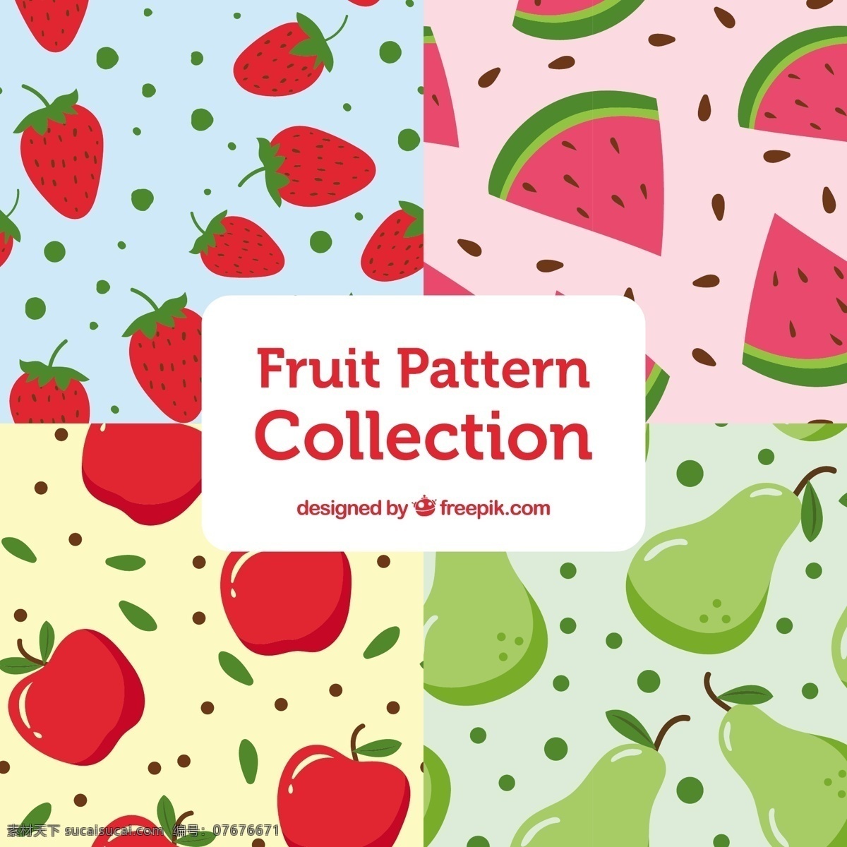 一大 袋 平坦 水果 图案 背景 食物 夏天 颜色 苹果 平板 装饰 丰富多彩 无缝的图案 自然 健康 平面设计 草莓 自然背景