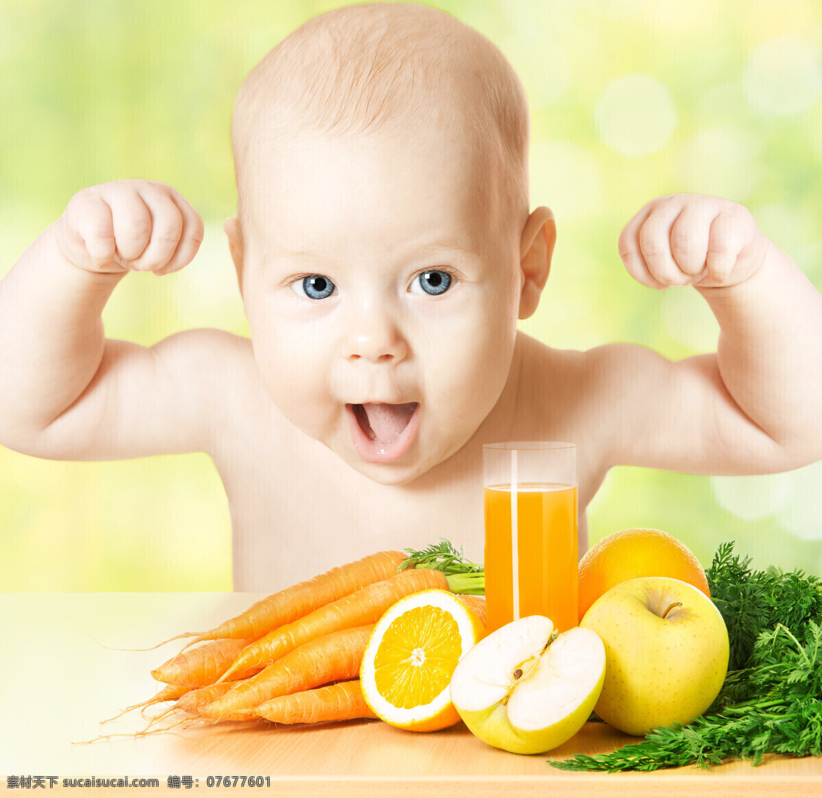 健康宝宝 蔬菜水果 果汁 胡萝卜 橙子 苹果 新鲜水果 新鲜蔬菜 蔬菜摄影 婴幼儿 婴儿 水果蔬菜 生活人物 人物图片