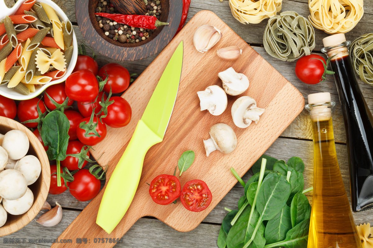 食物 蔬菜 刀 西红柿 香菇 案板 餐饮 美食图片 餐饮美食