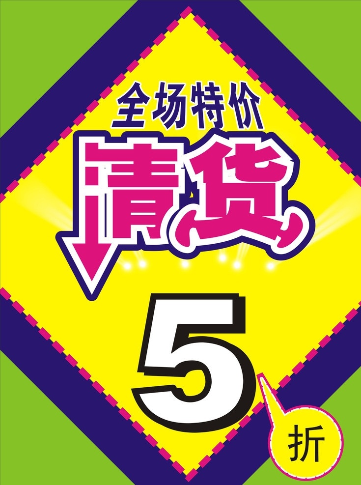 全场清货特价 全场 清货 特价 促销 打折 海报 展板 矢量