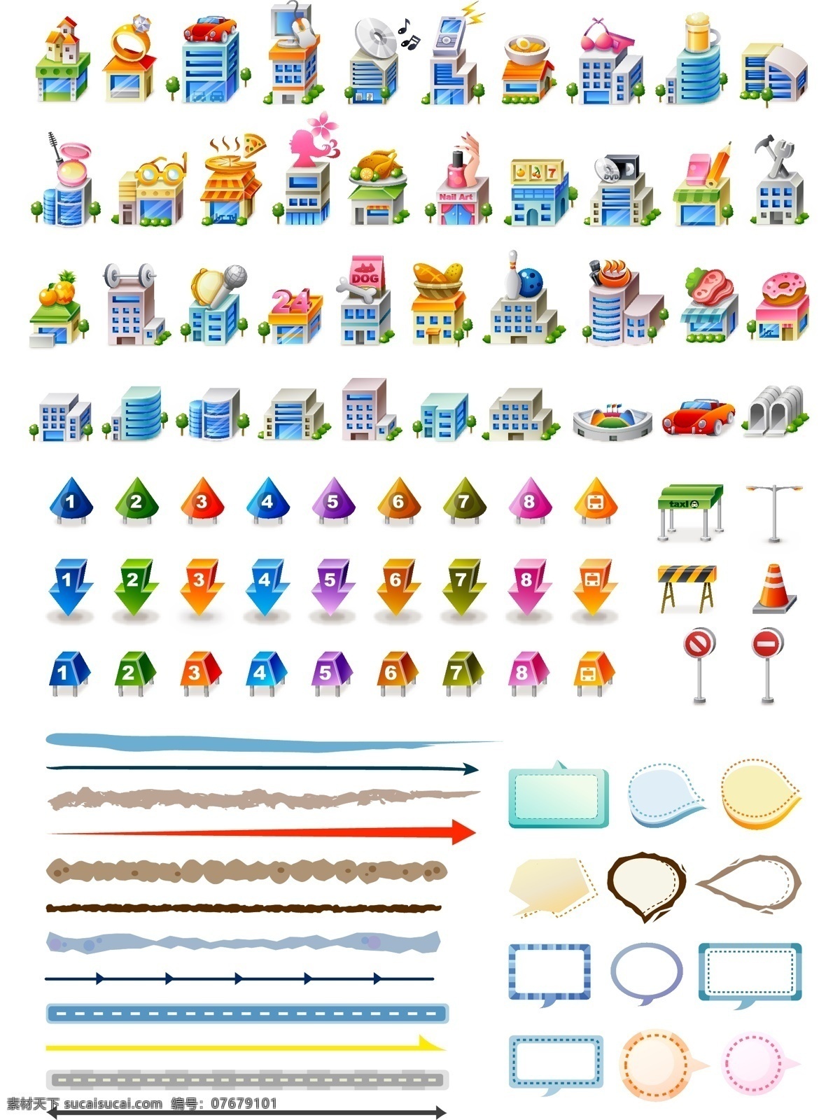 韩式 可爱 卡通 地图 矢量图 现代科技