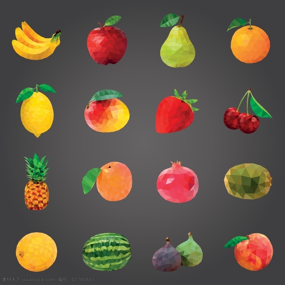 色块 层叠 水果 矢量 色块层叠水果 香蕉 苹果 梨 桔子 樱桃 菠萝 石榴 西瓜柠檬 桃子 草莓 矢量水果 标志图标 其他图标