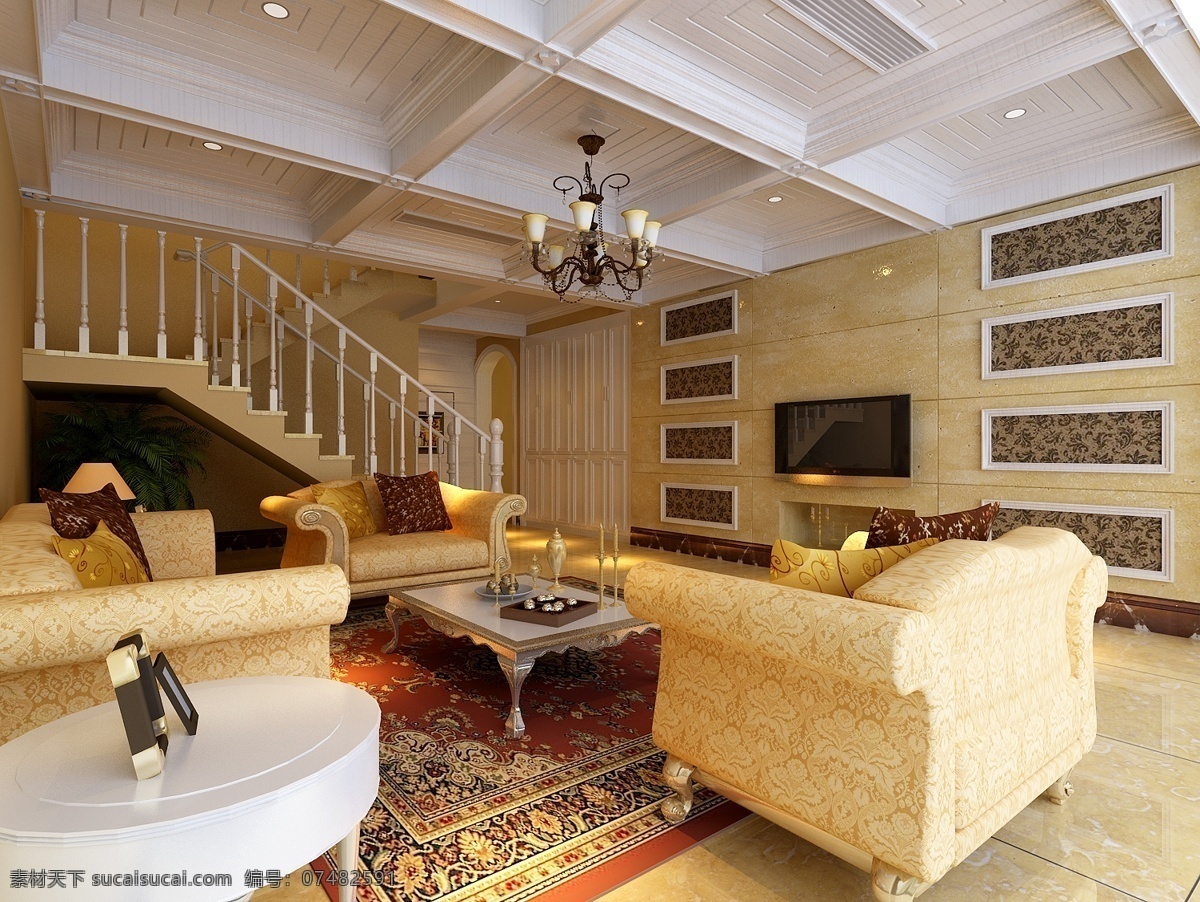 现代 复式 装修 风格 模型 沙发 3d模型素材 室内装饰模型