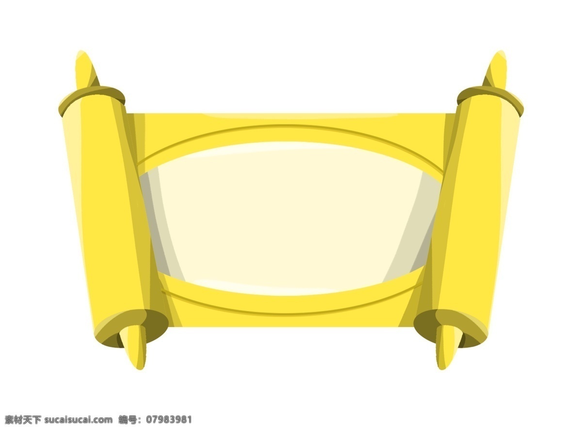 手绘 黄色 卷轴 插画 创意卷轴边框 黄色卷轴插画 手绘卷轴边框 卡通卷轴边框 卷轴插画