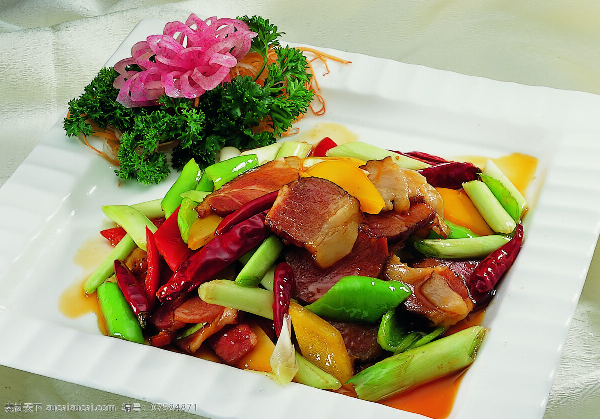 干煸四川腊肉 餐饮美食 传统美食 摄影图库