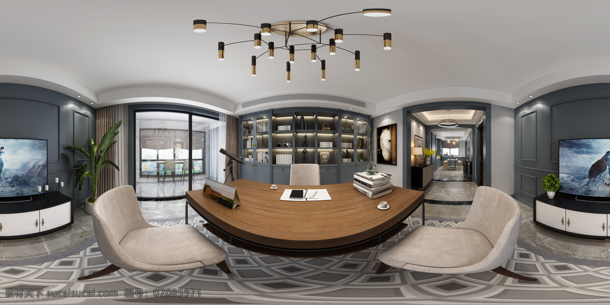 中式 客厅 室内设计 效果图 新中式 360度全景 家装 照片 3d设计