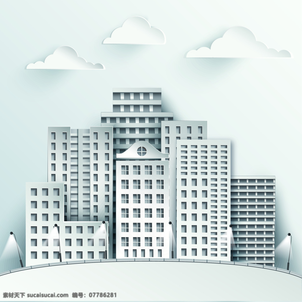 白色 时尚 建筑群 矢量 背景 地产 简约 卡通 手绘 童趣