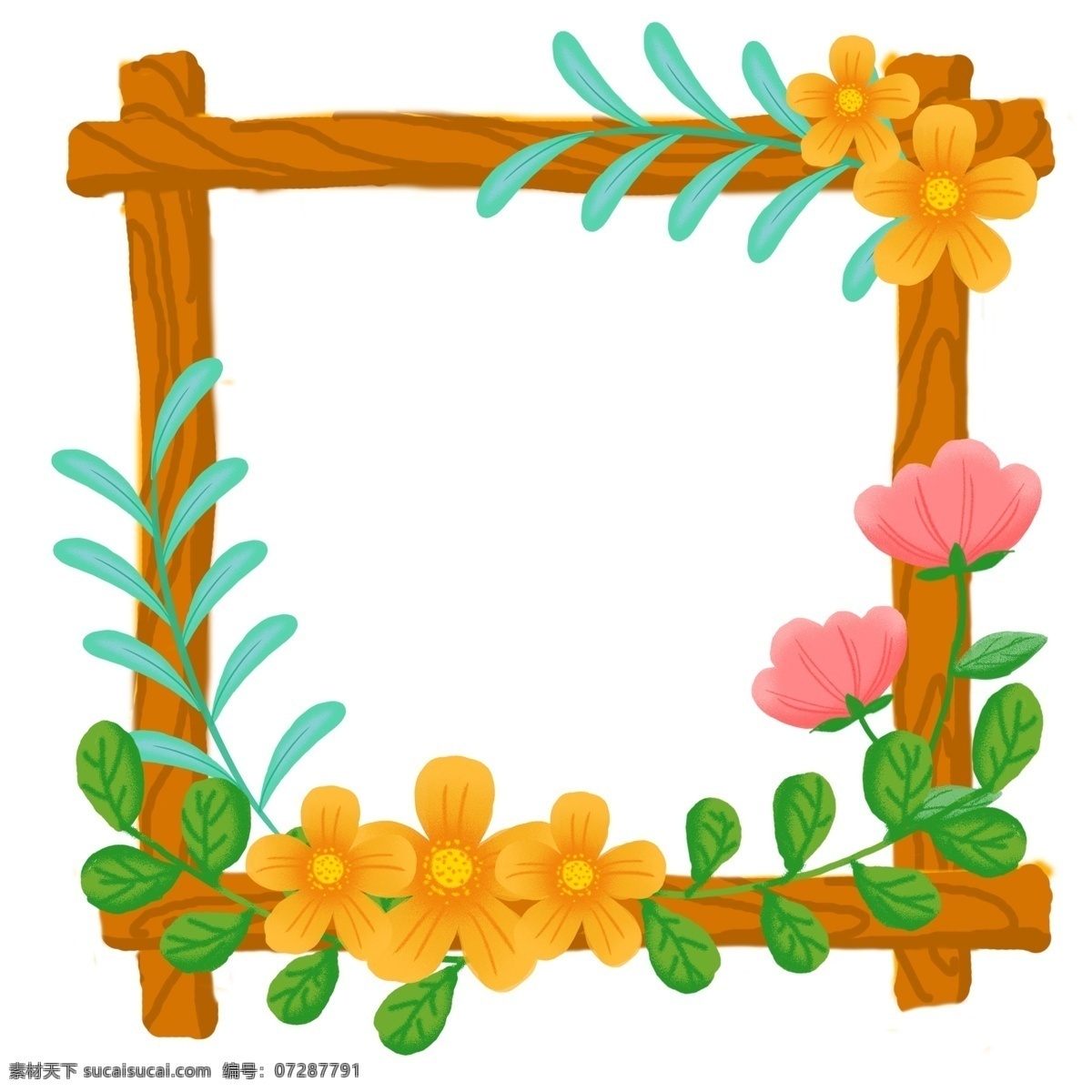 小清 新手 绘 植物 花朵 花卉 枝条 边框 装饰 图案 商业 小清新 手绘 商用