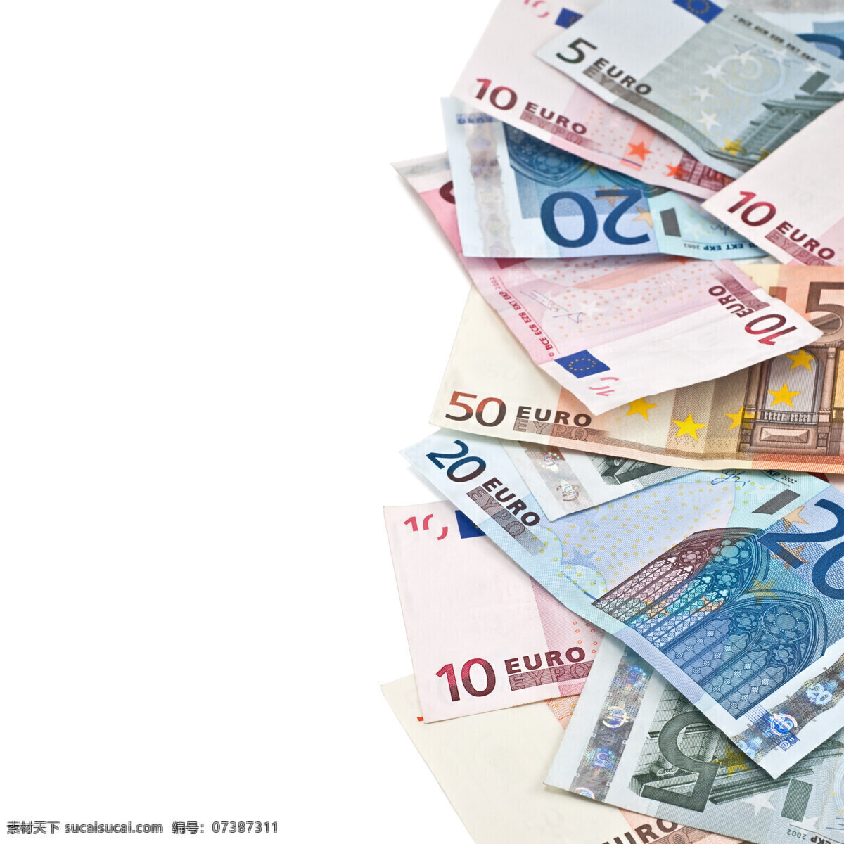 不同 面值 欧元 外国纸币 外汇 货币 金融 欧元纸币 外钞 钞票 现金 储蓄 金融货币 商务金融