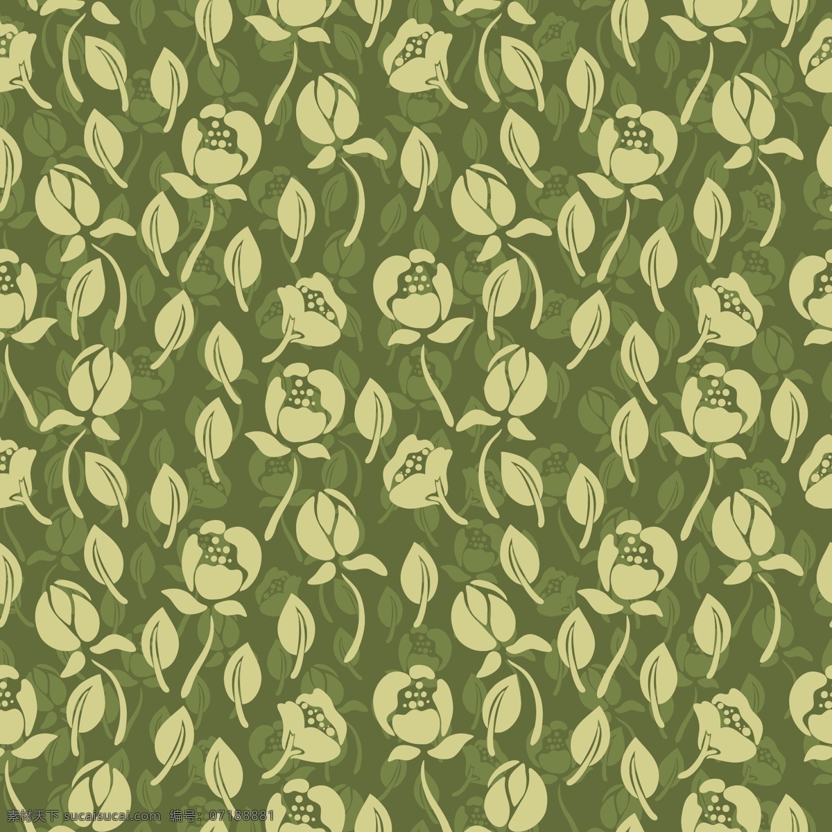 绿色 花 无缝 模式 花卉 矢量图形 图案 花纹花边