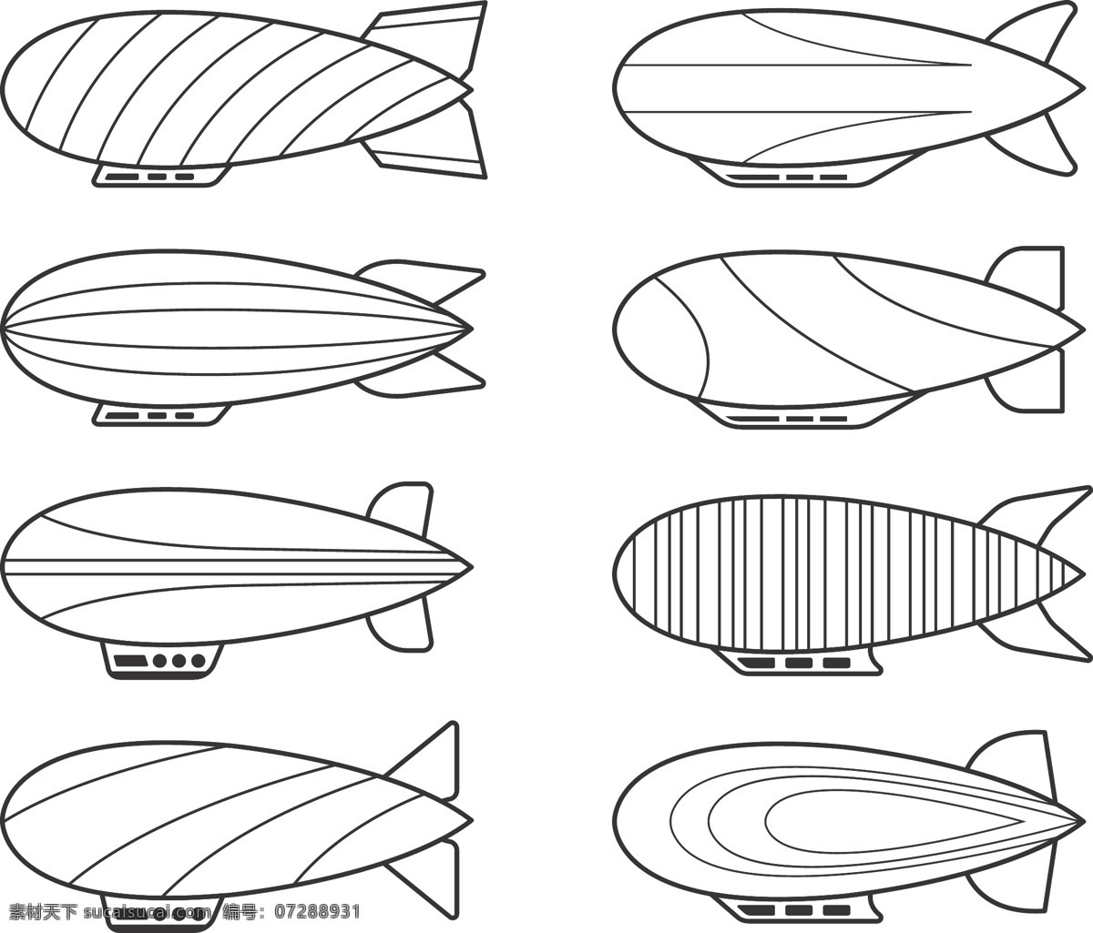 卡通 手绘 黑色 线描 空中 飞艇 飞艇元素 黑色线条 简洁线条 简约 交通工具 空中飞艇 空中交通工具
