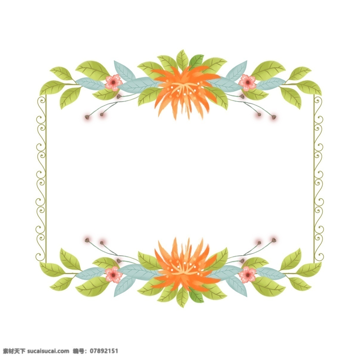 长方形 卡通 手绘 清新 花卉 植物 边框 对话框 唯美 花朵 欧式 浪漫 手绘花 花 装饰