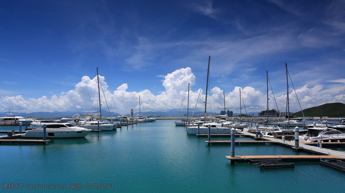 三亚 半山 半岛 渔港 船 云 蓝天 风景 自然景观 自然风景