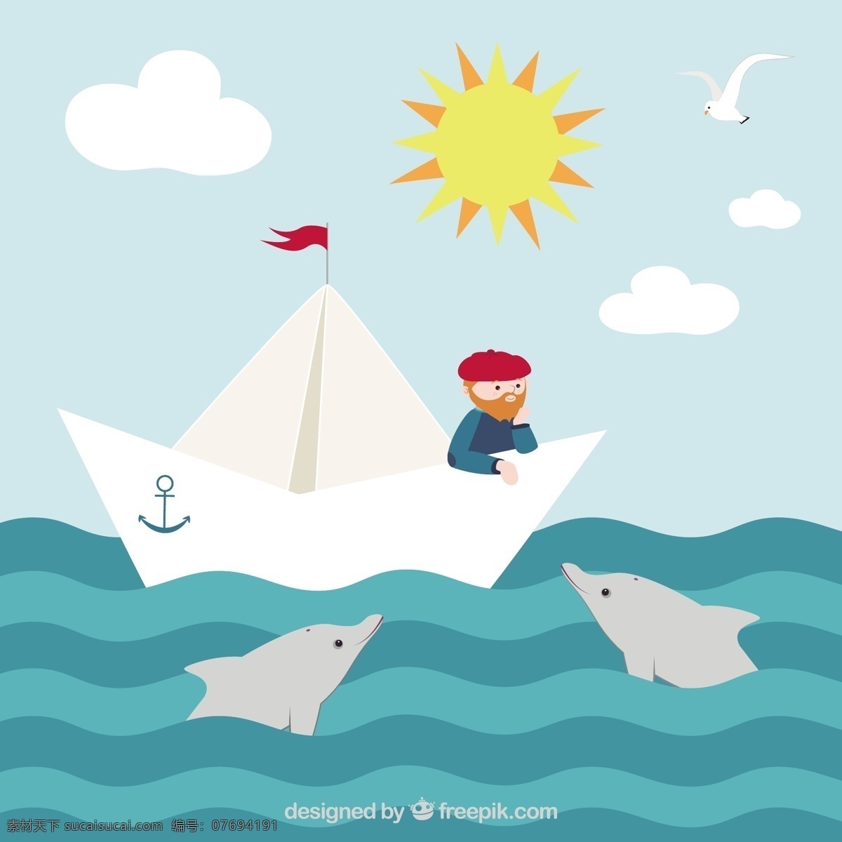 漂亮 水手 纸船 海豚 背景 漂亮的 海豚背景