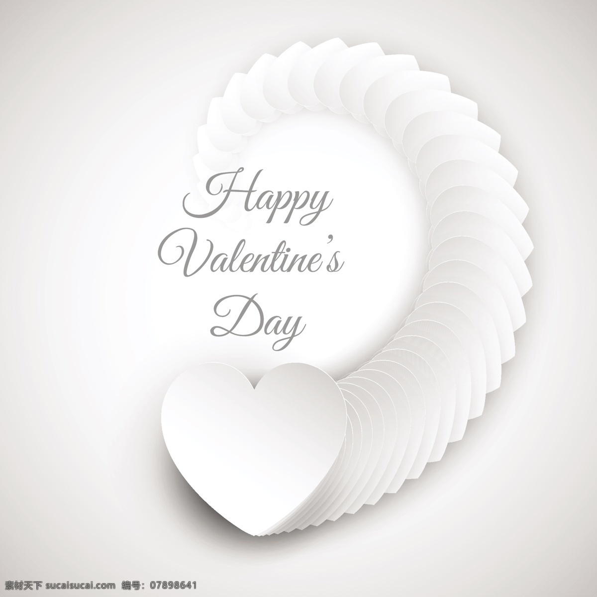 白色 背景 螺旋 形 情人节 心脏 卡片 爱情 庆祝 快乐 情侣 浪漫 美丽 节日 丘比特 问候 二月 年度
