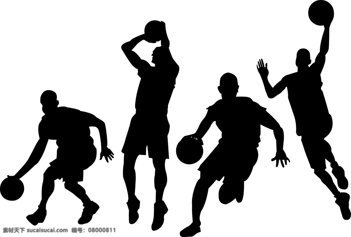 篮球 运动 人物 剪影 篮球运动 动作 人物剪影 投篮 运球 传球 影像 跳动 奥运会 比赛 分层 源文件