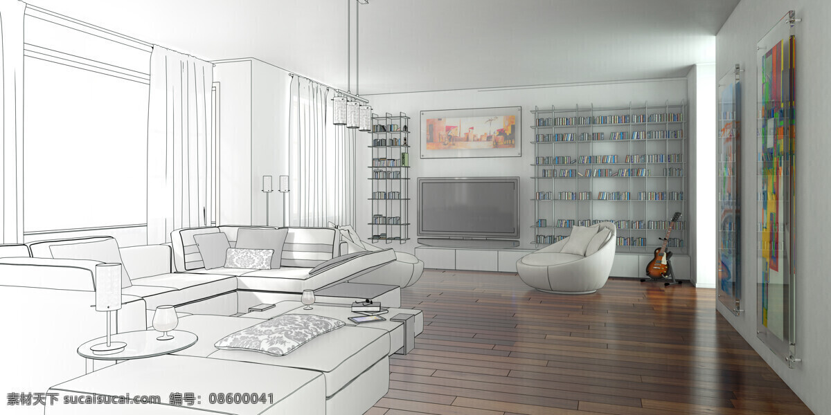 客厅 线条 图 沙发 茶几 室内设计 装修 家装 环境家居 白色