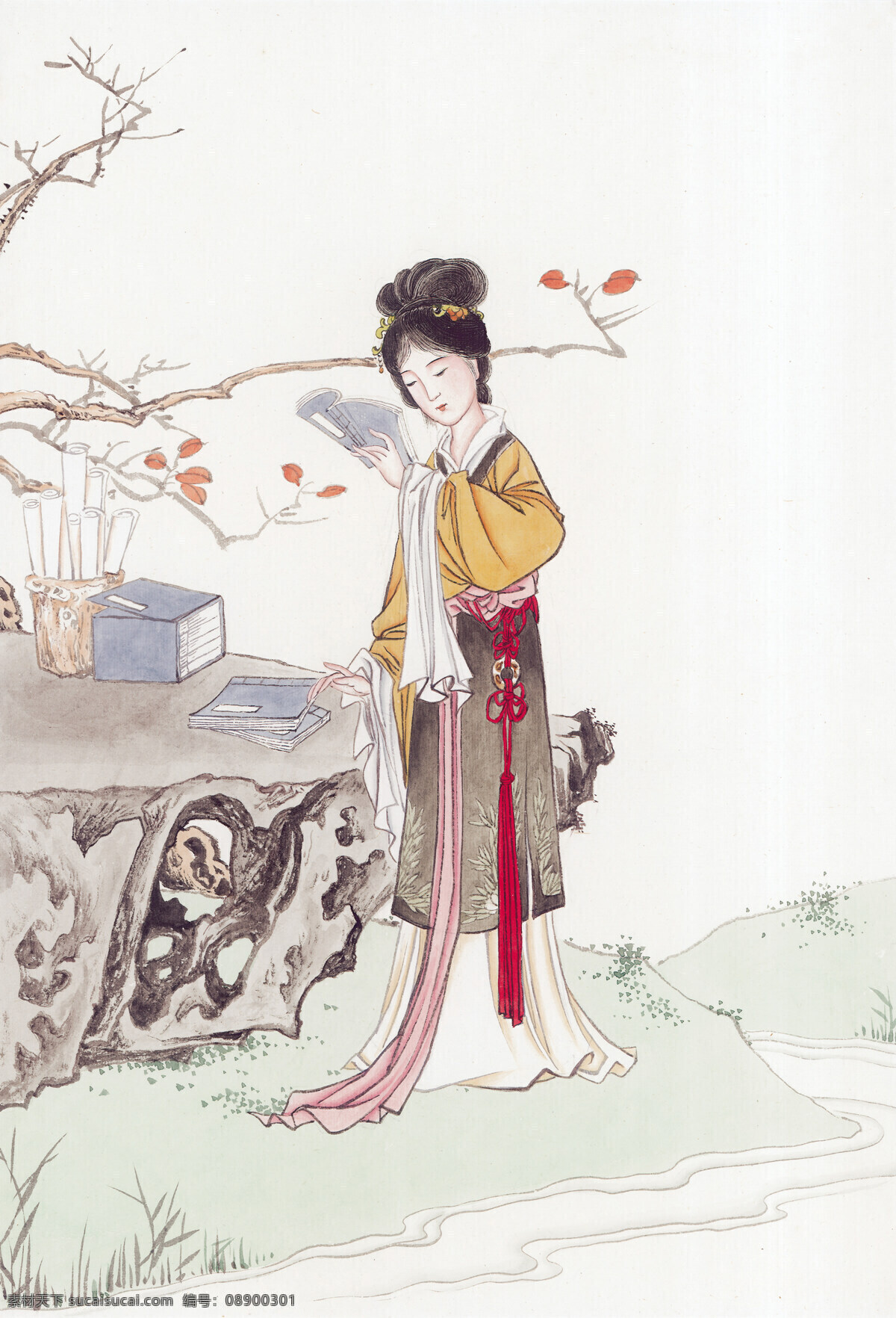 古代仕女图 人物国画 古代美女 工笔画 工笔人物 装饰画 国画素材 文化艺术 绘画书法