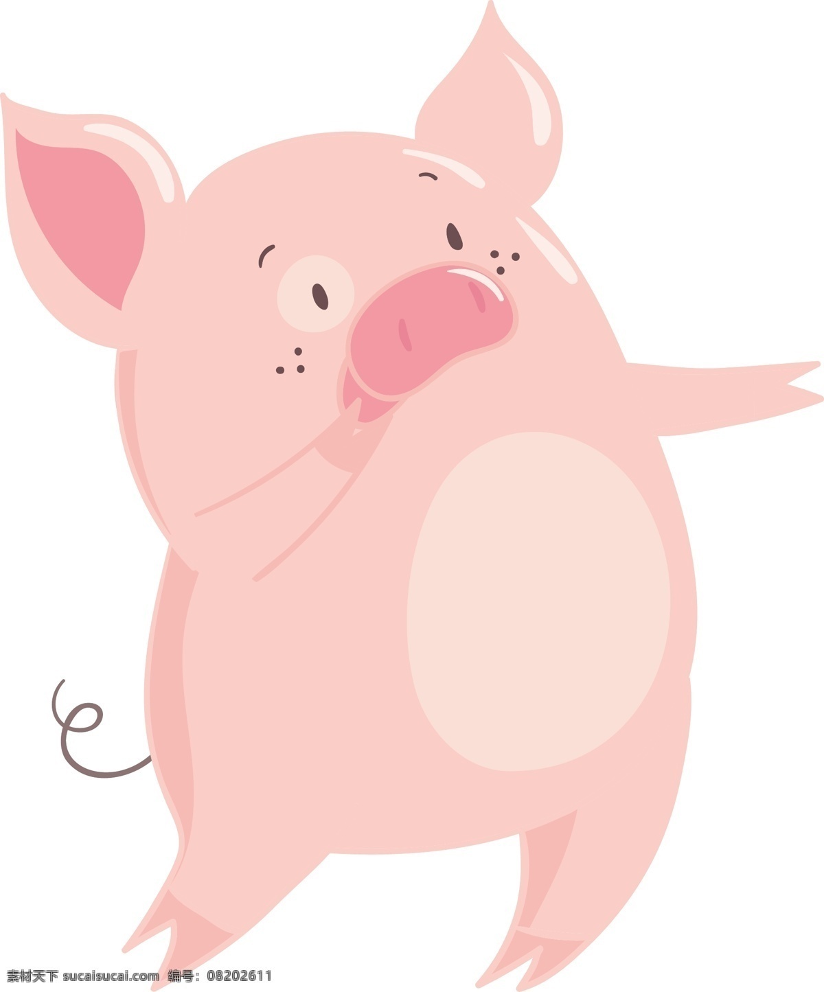 2019 猪年 手绘 卡通 粉色 小 猪 原创 商用 元素 可爱 动物 节日 装饰