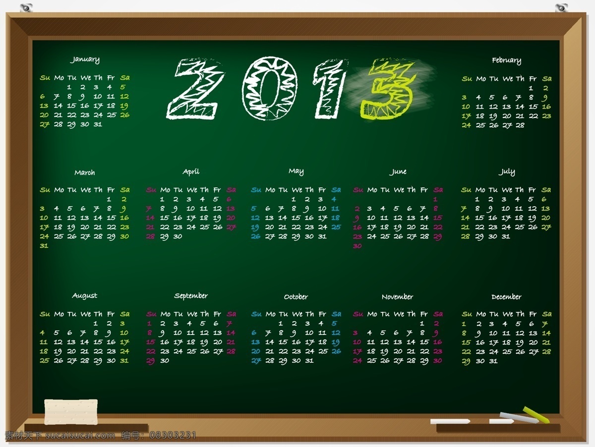 黑板 2013 日历 模式 矢量图 写 节矢量 矢量日历日历 calendarblackboard 其他矢量图