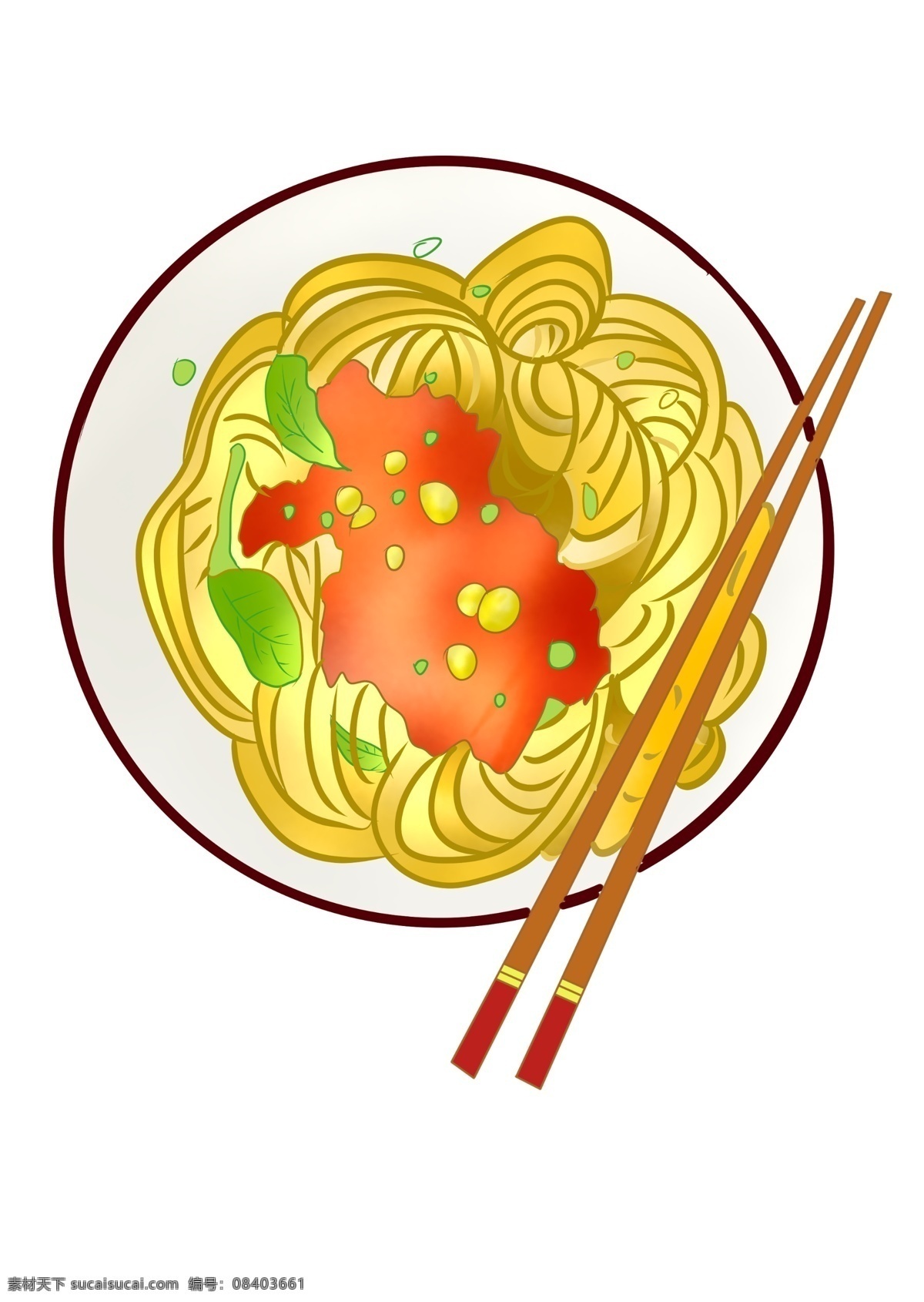 美味 番茄 面条 插画 美味的面条 番茄的面条 卡通插画 面条插画 面食插画 食物插画 食品插画