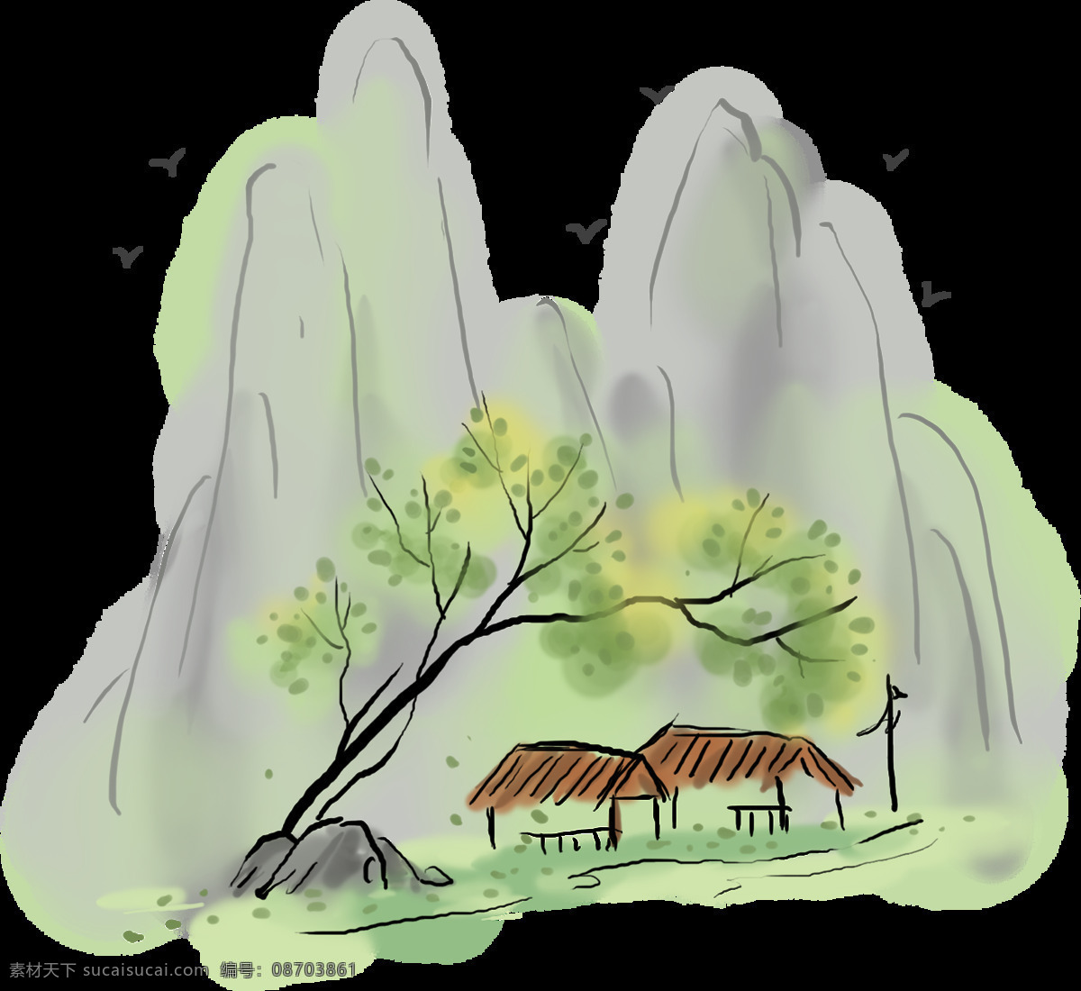 中国风 插图图片 古典 假山 插图 水墨山水
