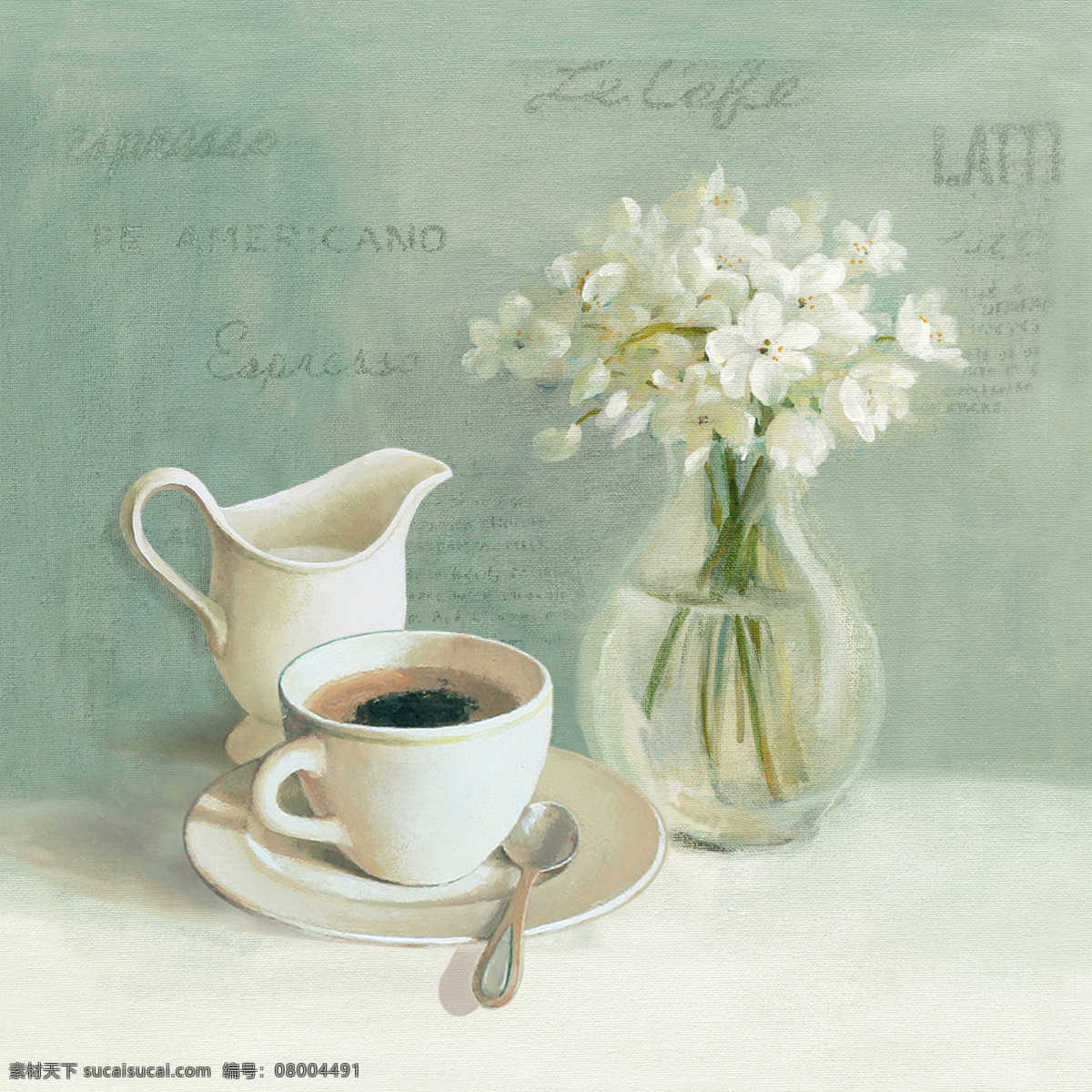桌面花瓶油画 当代 油画 桌面 花瓶 咖啡杯 文化艺术 绘画书法