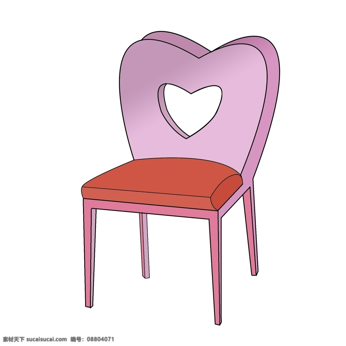 粉色 心形 靠背椅 插画 粉色的椅子 心形装饰 红色 坐垫 家具家私 化妆凳插画 时尚靠背椅