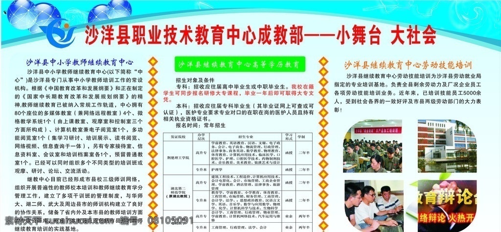 成教展板 成教 职业教育 小舞台 大社会 技术 展板模板 矢量