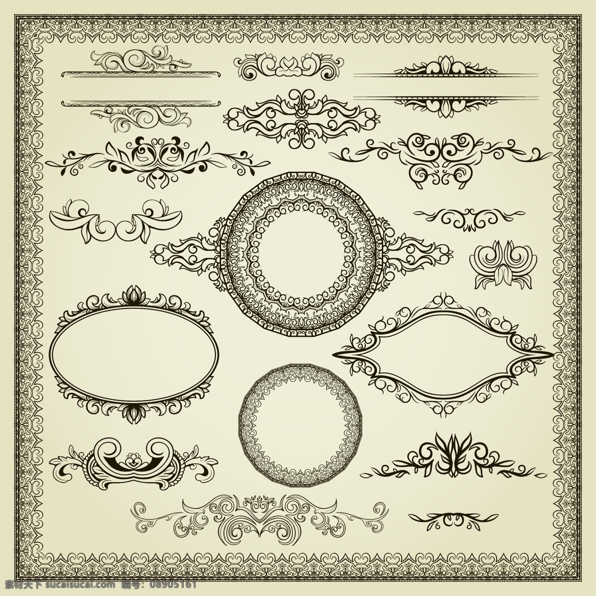 欧式 花纹 花边 圆环 矢量图 其他矢量图
