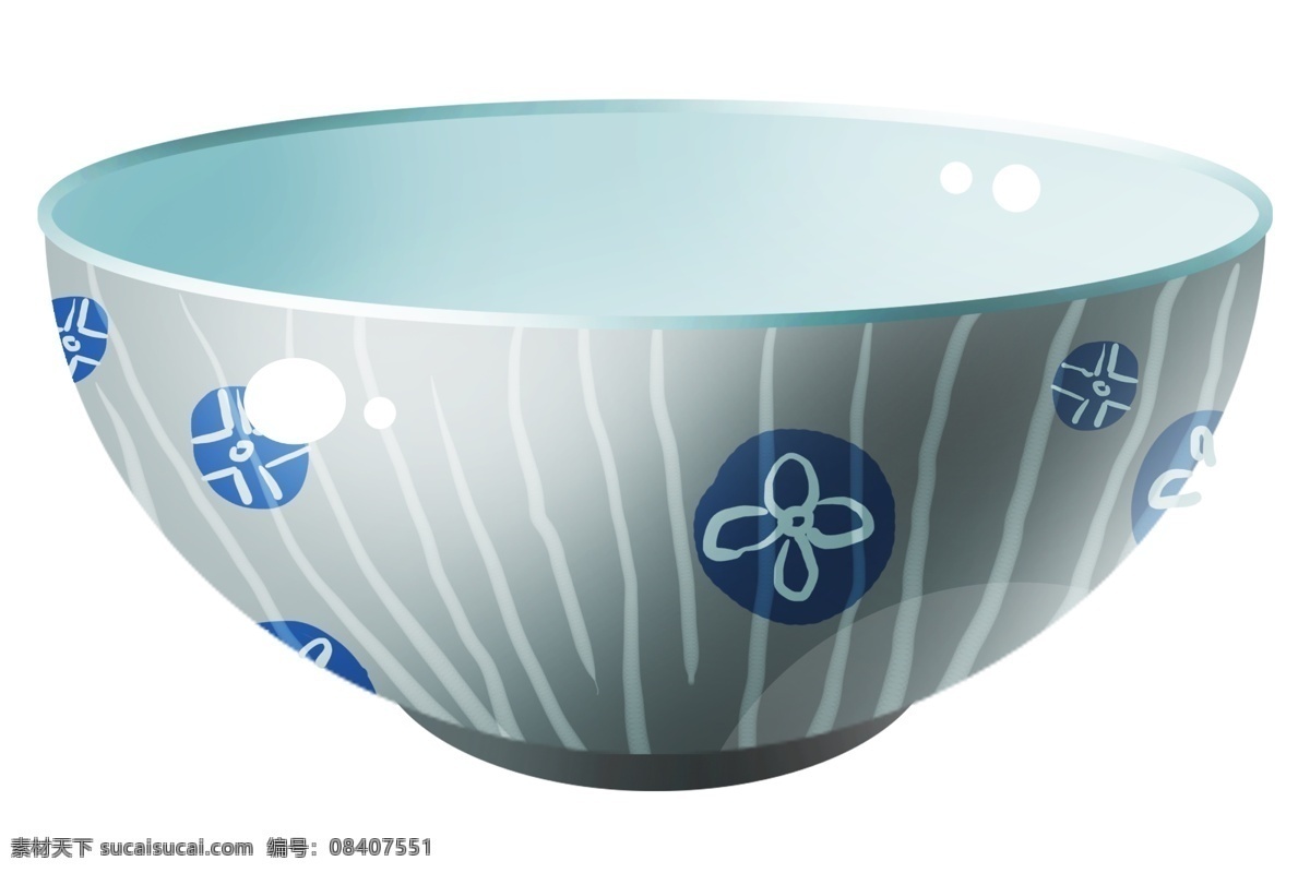 手绘 容器 餐具 插画 漂亮的餐具 卡通的插画 手绘插画 瓷器 器皿 盛饭的饭碗 花朵的餐具