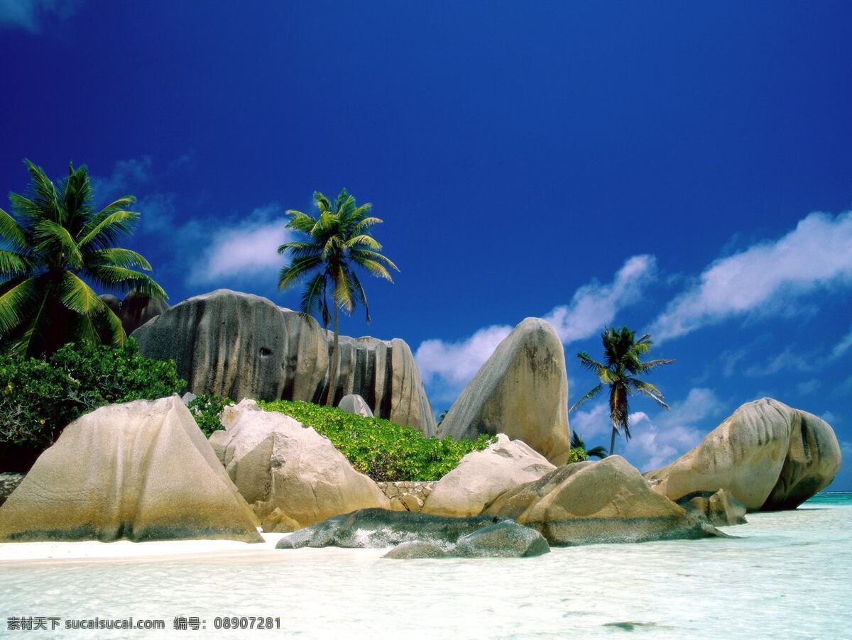 海滩 风光 蓝天白云 清水 石头 椰子树 海边防战士 风景 生活 旅游餐饮