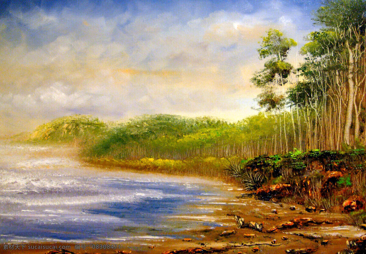 大海 风景画 花草 绘画书法 美术 树林 文化艺术 阳光的海岸 油画 海崖 霞光 油画艺术 国画集78 装饰素材