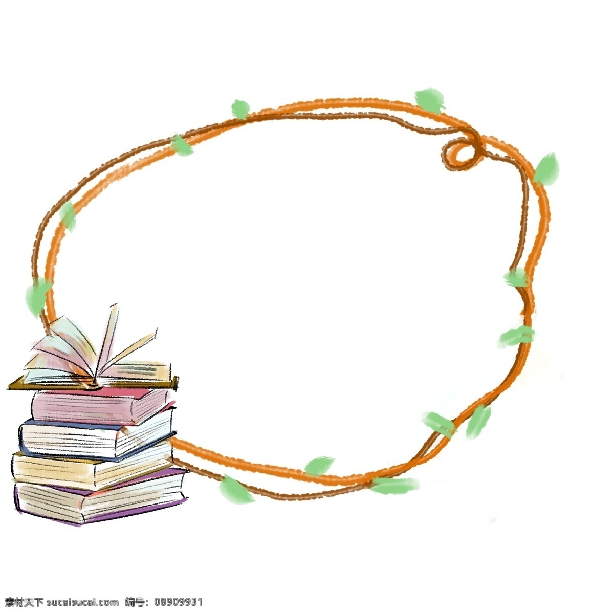 书本 植物 装饰 小 框 学习小框 书本装饰边框 植物书本边框 植物叶子边框 创意边框