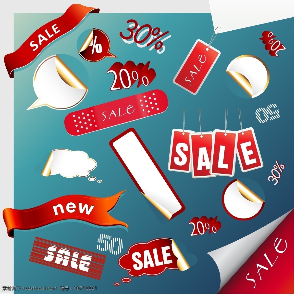 实用 销售 打折 图标 矢量 sale 包角 标签 吊牌 卷角 商场装饰 矢量素材 丝带 贴纸 折扣 矢量图