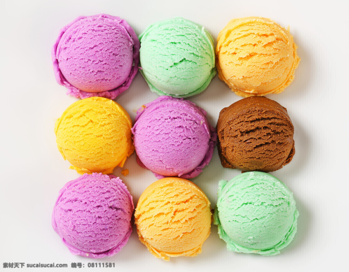 彩色冰淇淋球 美味 甜品 夏天 彩色 冰淇淋球 餐饮美食