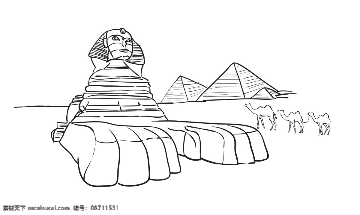 分层 插画 风景 建筑 卡通 名胜 名胜建筑 时尚 线搞 生活 速写 狮子头 金子塔 源文件 插画集