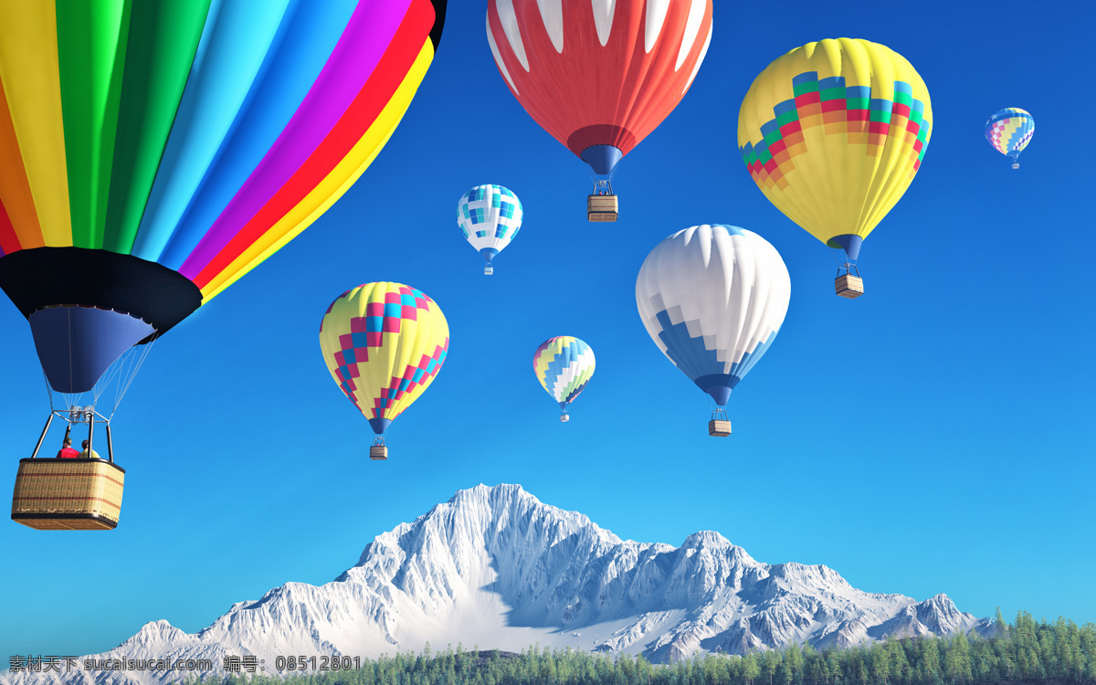 空中 不同 热气球 天空 不同颜色 彩色 其他类别 生活百科