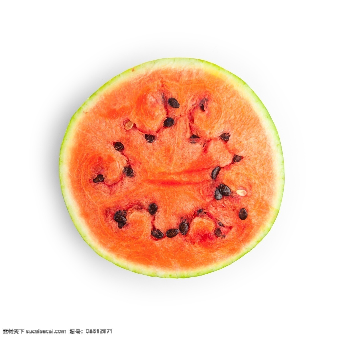 夏日 新鲜 汁 半边 西瓜 源文件 橙红色 黑色 果肉 西瓜核 装饰图案