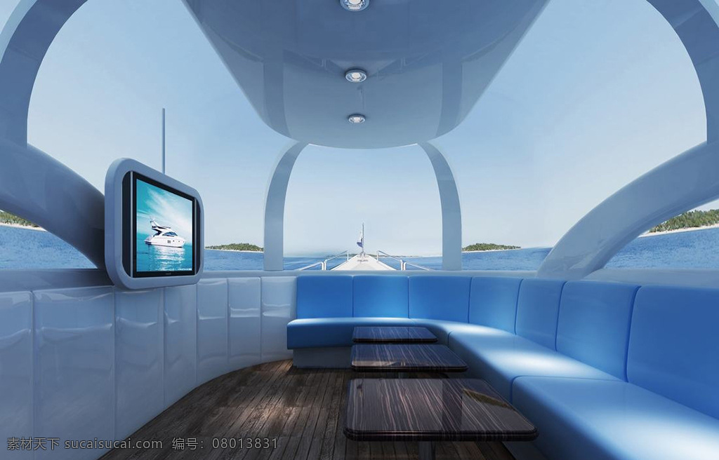 大气 蓝色 商业空间 游艇 室内 效果图 现代 简约 室内设计 工装效果图 时尚 蓝色调