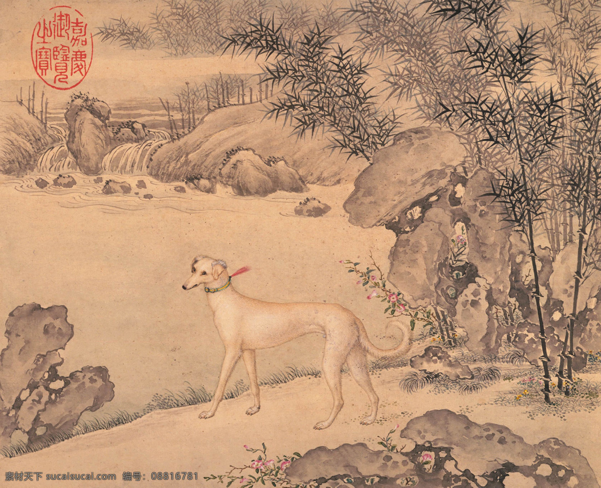 霜花鹞 清代 乾隆鉴赏 猎犬 十骏犬 宫廷画 中国古画 古典画 工笔画 艺术画 古画 国画 文化艺术 绘画书法