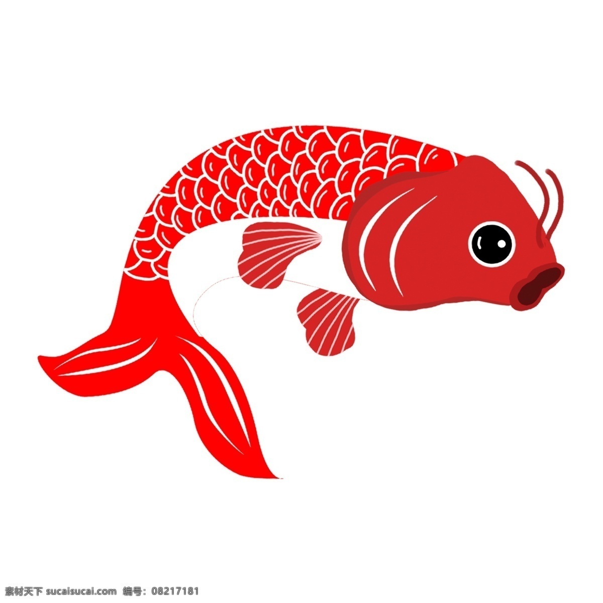 手绘 可爱 红色 金鱼 元素 动物 png元素 免抠元素 透明素材