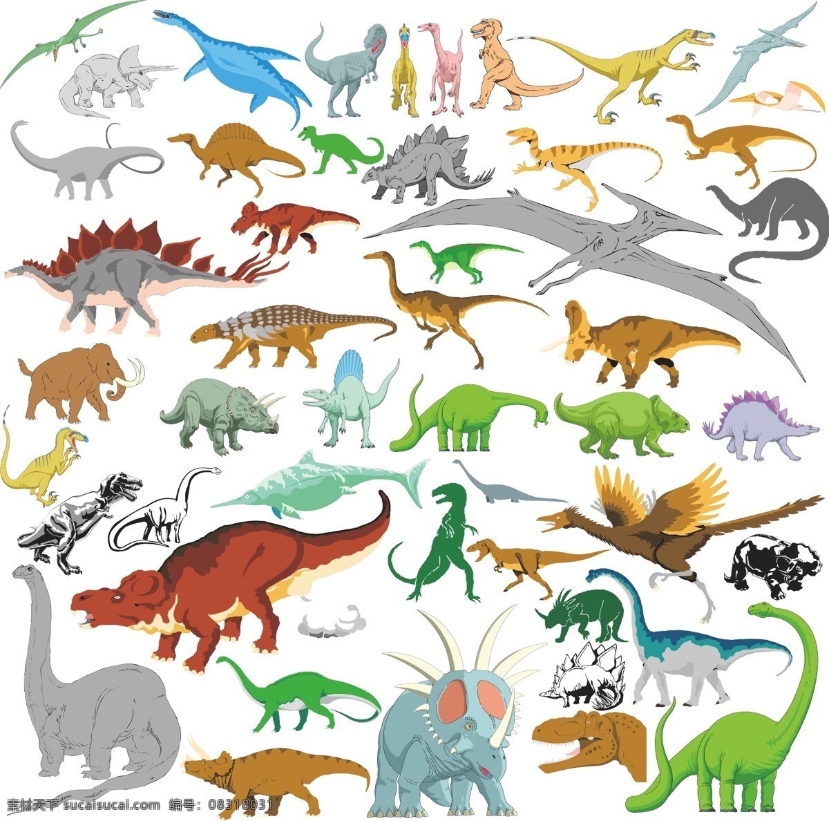 恐龙 翼 龙 霸王龙 图案 卡通 白垩纪 翼龙 中世纪 动物 动物图形元素 野生动物 生物世界 矢量